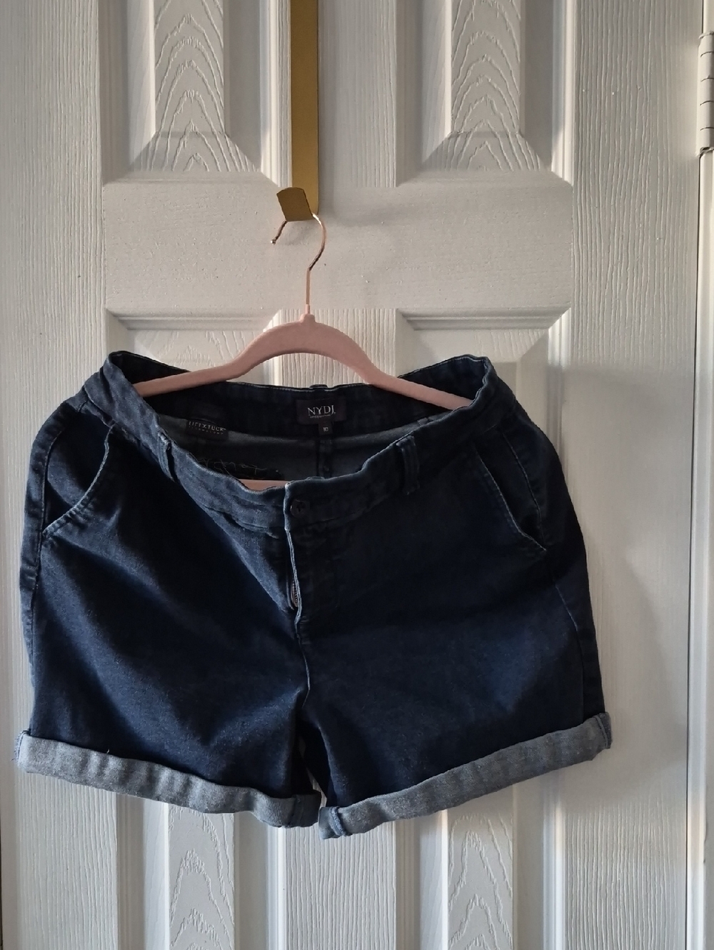 NYDJ Dark Blue Denim Roll-Cuff Shorts